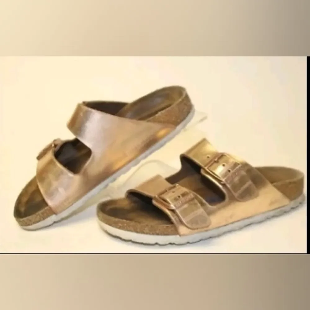 Birkenstock Arizona Metallic Rose Gold Sandals Slides 5 EU 36